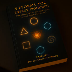 Mockup of the book “5 Forms for Energy Protection” featuring glowing geometric symbols on a dark cover.