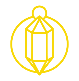 A clean, minimalist line icon representing an orgonite module, built from a hexagonal frame with a central crystal core. Designed for the CaveTech Energy Tools interface.